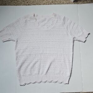 White Short Sleeve Knit Sweater